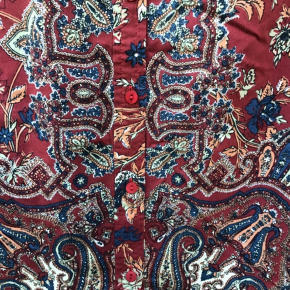 Lucky brand burgundy floral button up size m. Long sleeves - Picture 3 of 4
